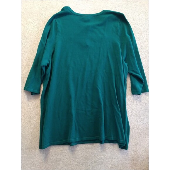 Catherines Sweater Women's 2X 22/24W Green 3/4 Sleeve Knit Stretchy - Picture 9 of 9